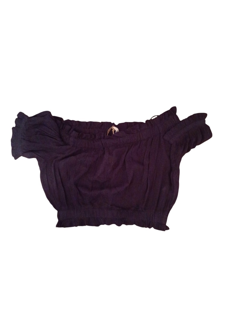 Elan -Off-Shoulder Crop Top in Navy Blue - Size S